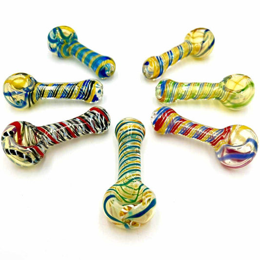 3.5” - 4” Glass Fumed & Swirl Hand Pipe - Assorted Colors [HP-G-231]