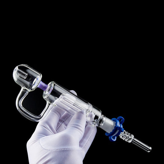 8.75" 14mm Glass Nectar Collector w/ Inline Perc & Accessory Pack - Assorted Colors [NC-G-58]