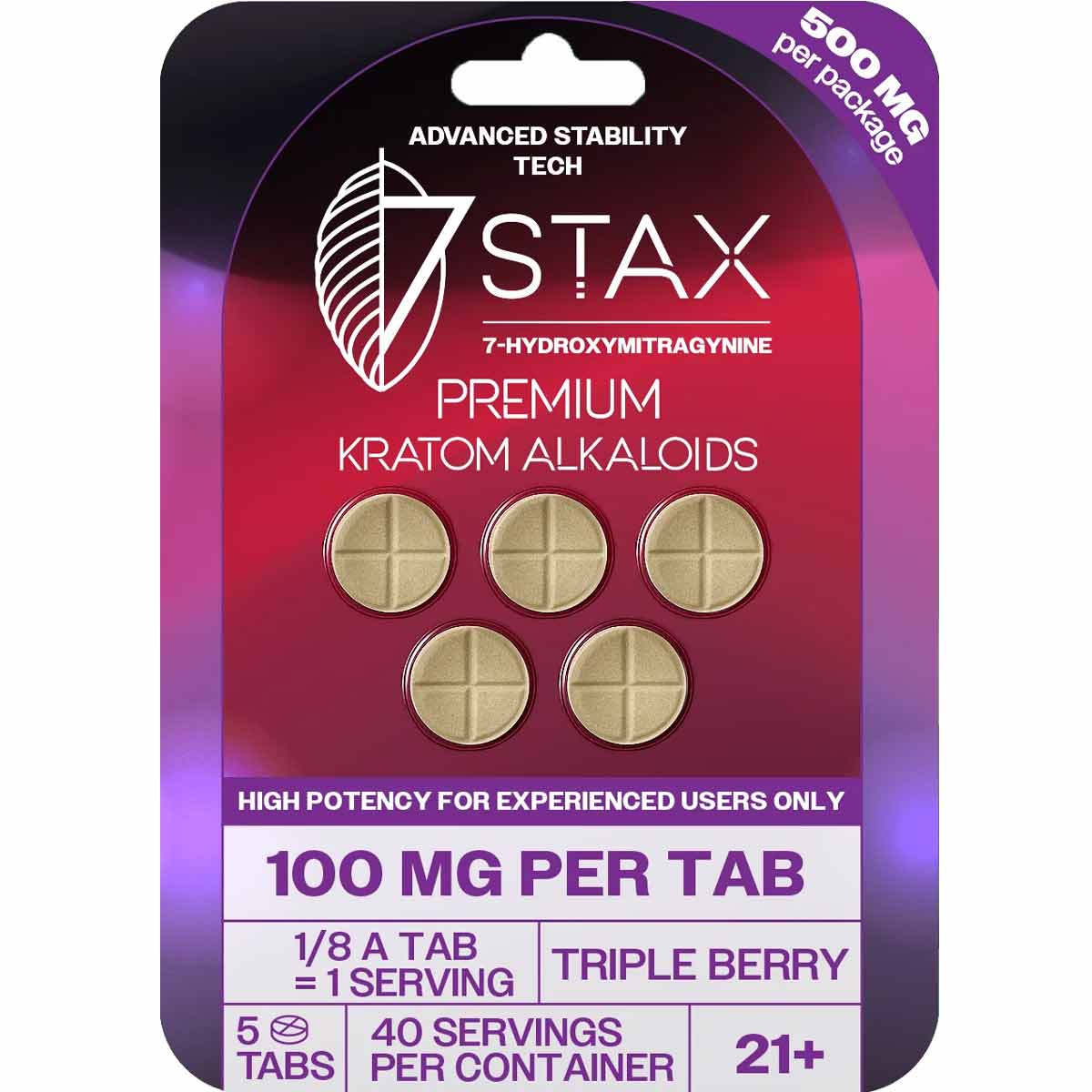 7Stax Extreme Premium 7-OH - 8 Servings Per 100mg Tab - 3 Sizes & 5 Flavors [K-7Stax]