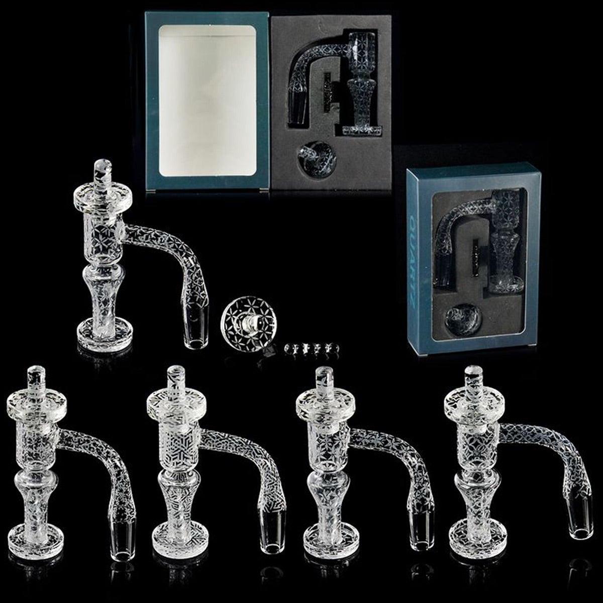 Spinner Set #7 - 20mm Seamless Beveled Terp Slurper w/ Pillar & Cap - 14M 90° [QB-TP7]