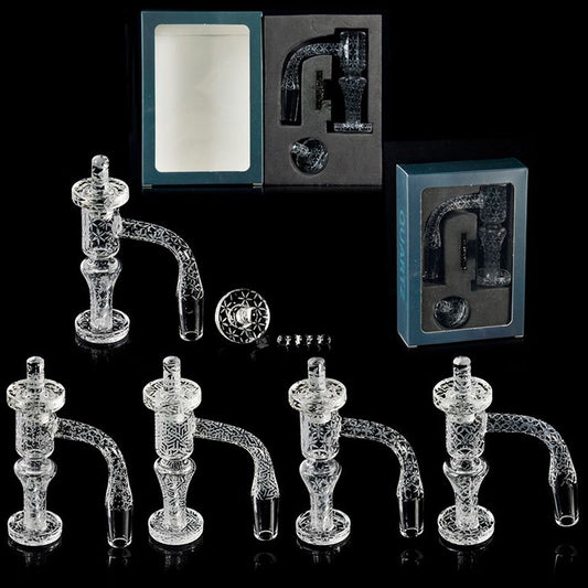Spinner Set #7 - 20mm Seamless Beveled Terp Slurper w/ Pillar & Cap - 14M 90° [QB-TP7]