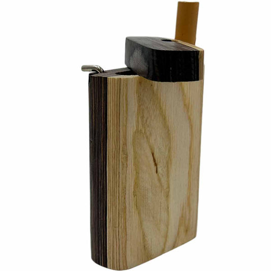 3.25" or 4” Two-Toned Light & Black Wood Dugout w/ Poker & Swivel Lid [TT-200BW & TT-201BW]