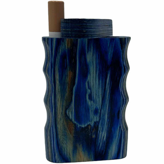 3.25" Blue Wood Dugout w/ Double Pistol Grip & Swivel Lid [TT-207BLS]