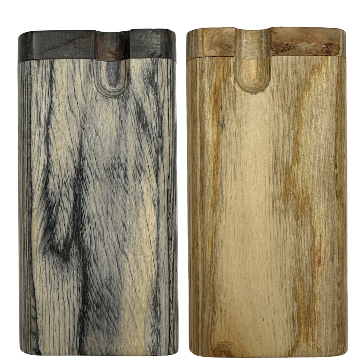 3.25" or 4” Two-Toned Light & Black Wood Dugout w/ Poker & Swivel Lid [TT-200BW & TT-201BW]