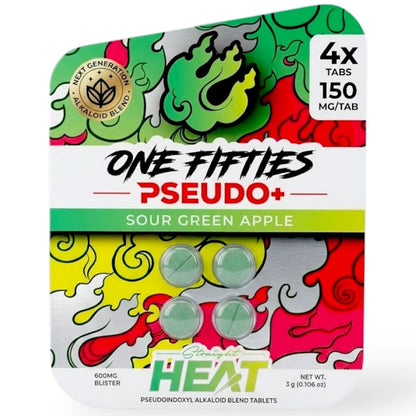 Straight HEAT PSEUDO - 4Ct & NEW 10Ct 150mg Tabs - 5 Flavors [K-H150-P-4C]