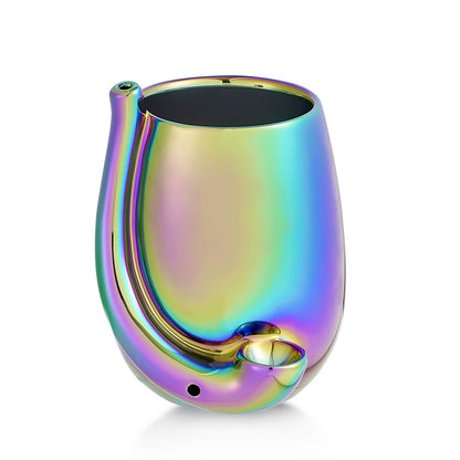 Roast & Toast Ceramic Wine Glass & Pipe w/ Gift Box - Iridescent Stemless Wine Glass [WG-FC-2]