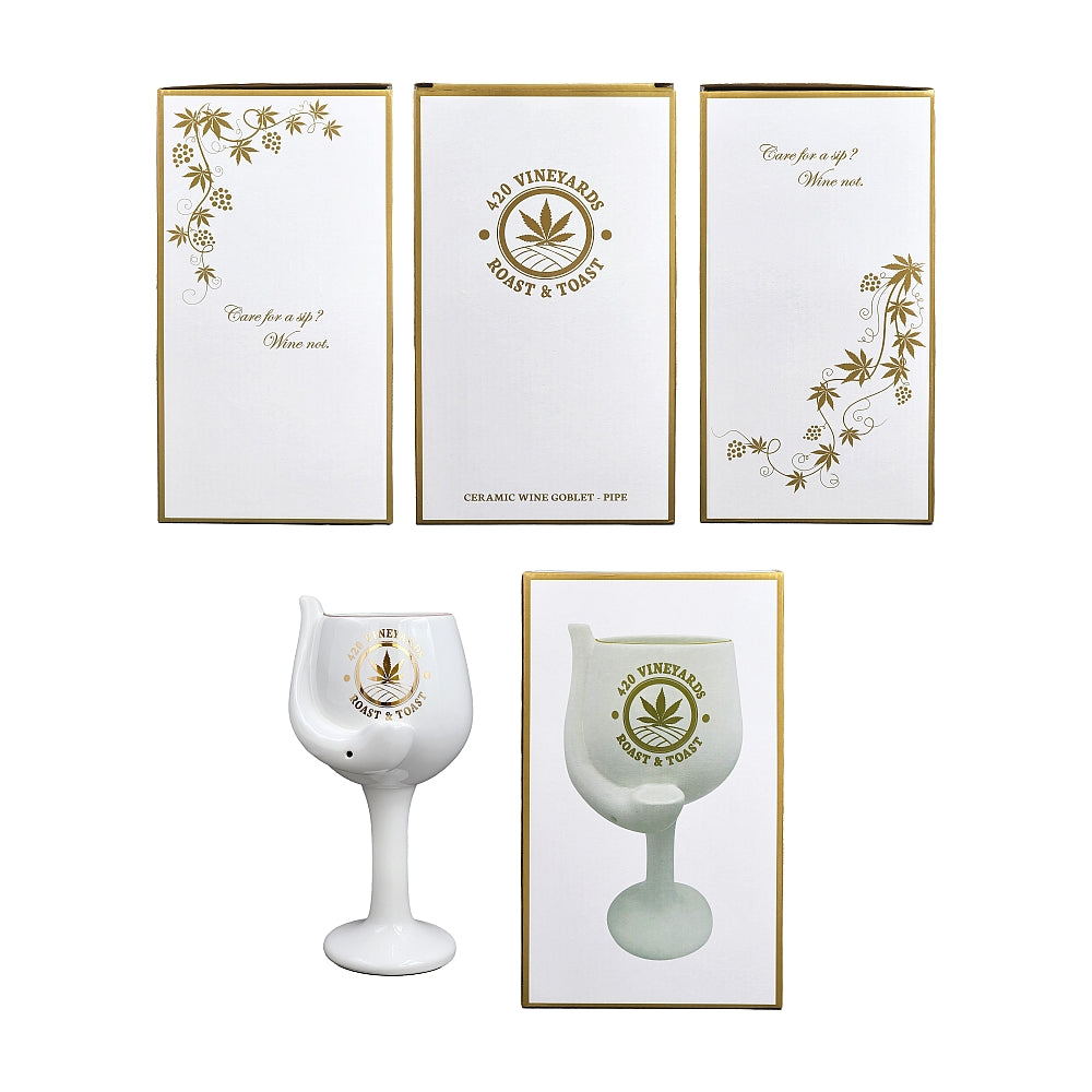 Roast & Toast Ceramic Wine Glass & Pipe w/ Gift Box - 420 Vineyards [WG-FC-3]