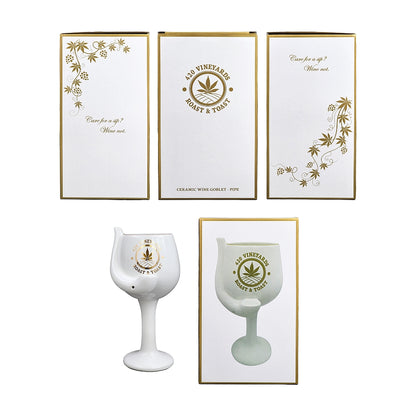 Roast & Toast Ceramic Wine Glass & Pipe w/ Gift Box - 420 Vineyards [WG-FC-3]