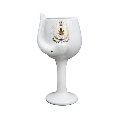 Roast & Toast Ceramic Wine Glass & Pipe w/ Gift Box - 420 Vineyards [WG-FC-3]