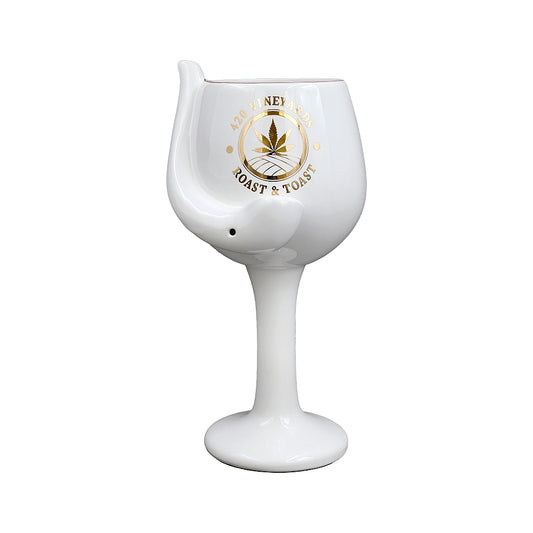 Roast & Toast Ceramic Wine Glass & Pipe w/ Gift Box - 420 Vineyards [WG-FC-3]