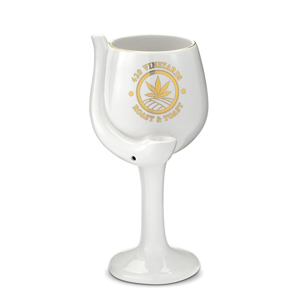 Roast & Toast Ceramic Wine Glass & Pipe w/ Gift Box - 420 Vineyards [WG-FC-3]
