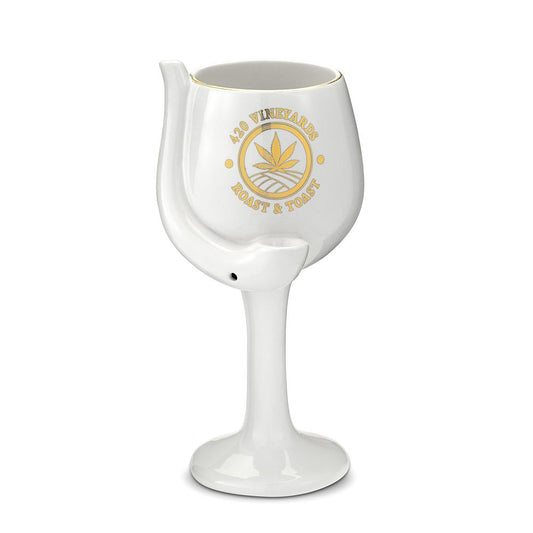 Roast & Toast Ceramic Wine Glass & Pipe w/ Gift Box - 420 Vineyards [WG-FC-3]