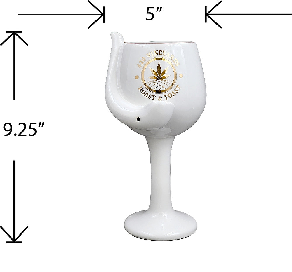 Roast & Toast Ceramic Wine Glass & Pipe w/ Gift Box - 420 Vineyards [WG-FC-3]