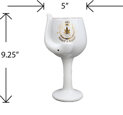 Roast & Toast Ceramic Wine Glass & Pipe w/ Gift Box - 420 Vineyards [WG-FC-3]