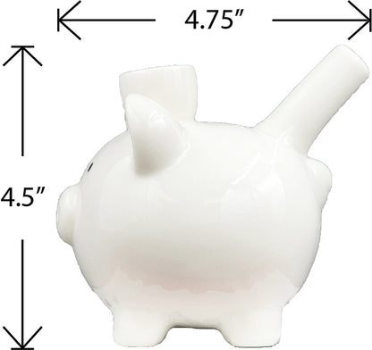 Roast & Toast Ceramic Pipe w/ Gift Box - White Piggy PIPE [HP-C-FC-2]