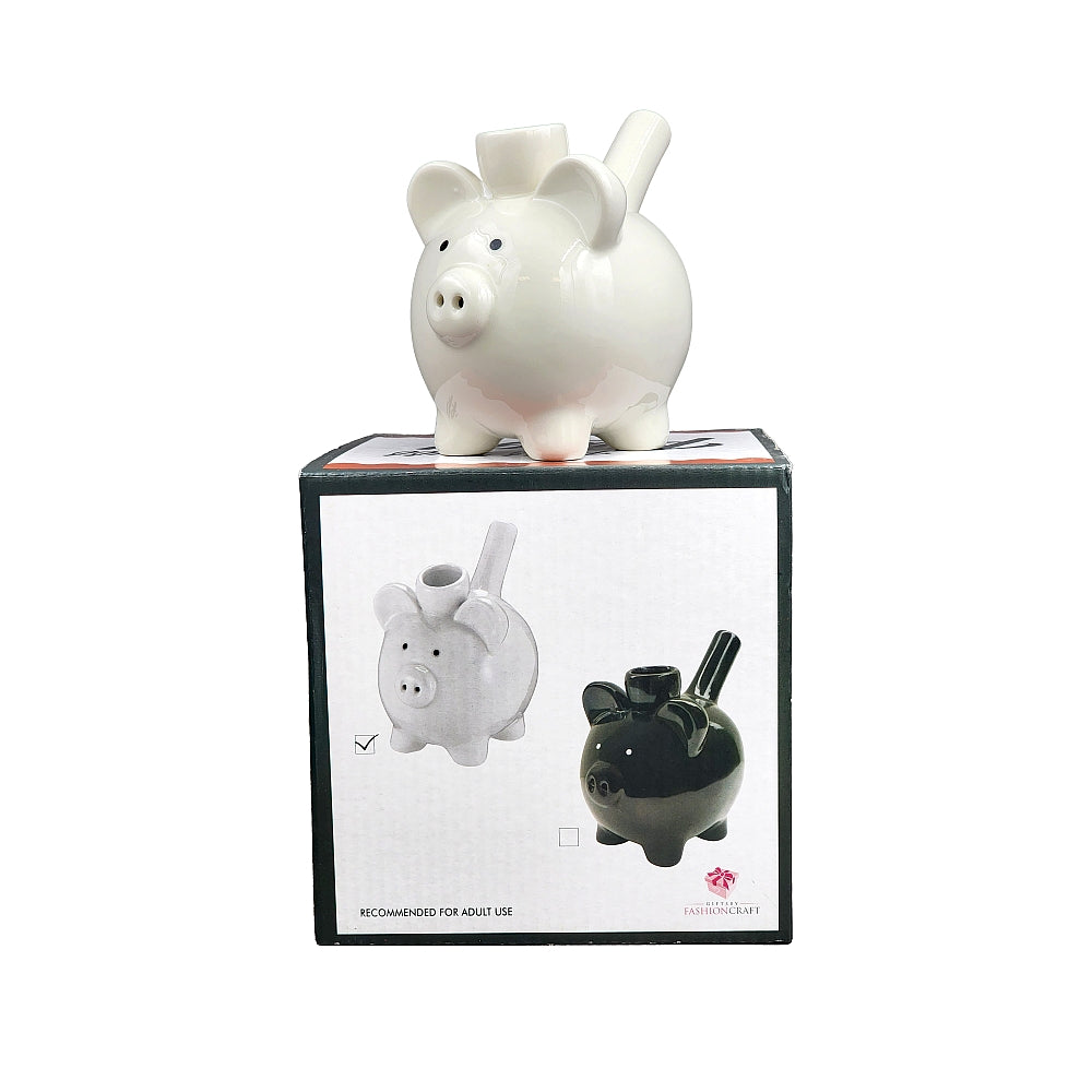 Roast & Toast Ceramic Pipe w/ Gift Box - White Piggy PIPE [HP-C-FC-2]