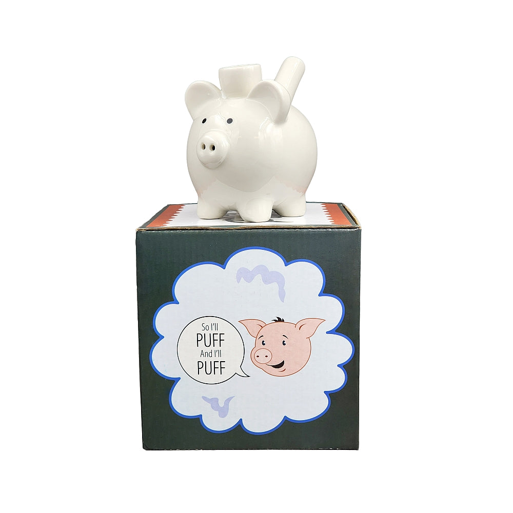 Roast & Toast Ceramic Pipe w/ Gift Box - White Piggy PIPE [HP-C-FC-2]