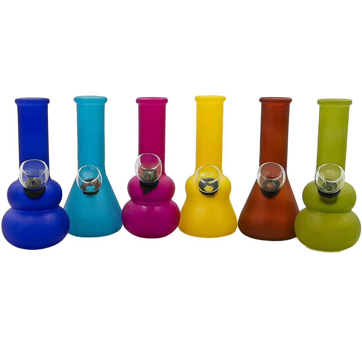 5" Water Pipes in Many Shapes & Frosted Styles - Assorted Solid Colors [WP-G-18-6]