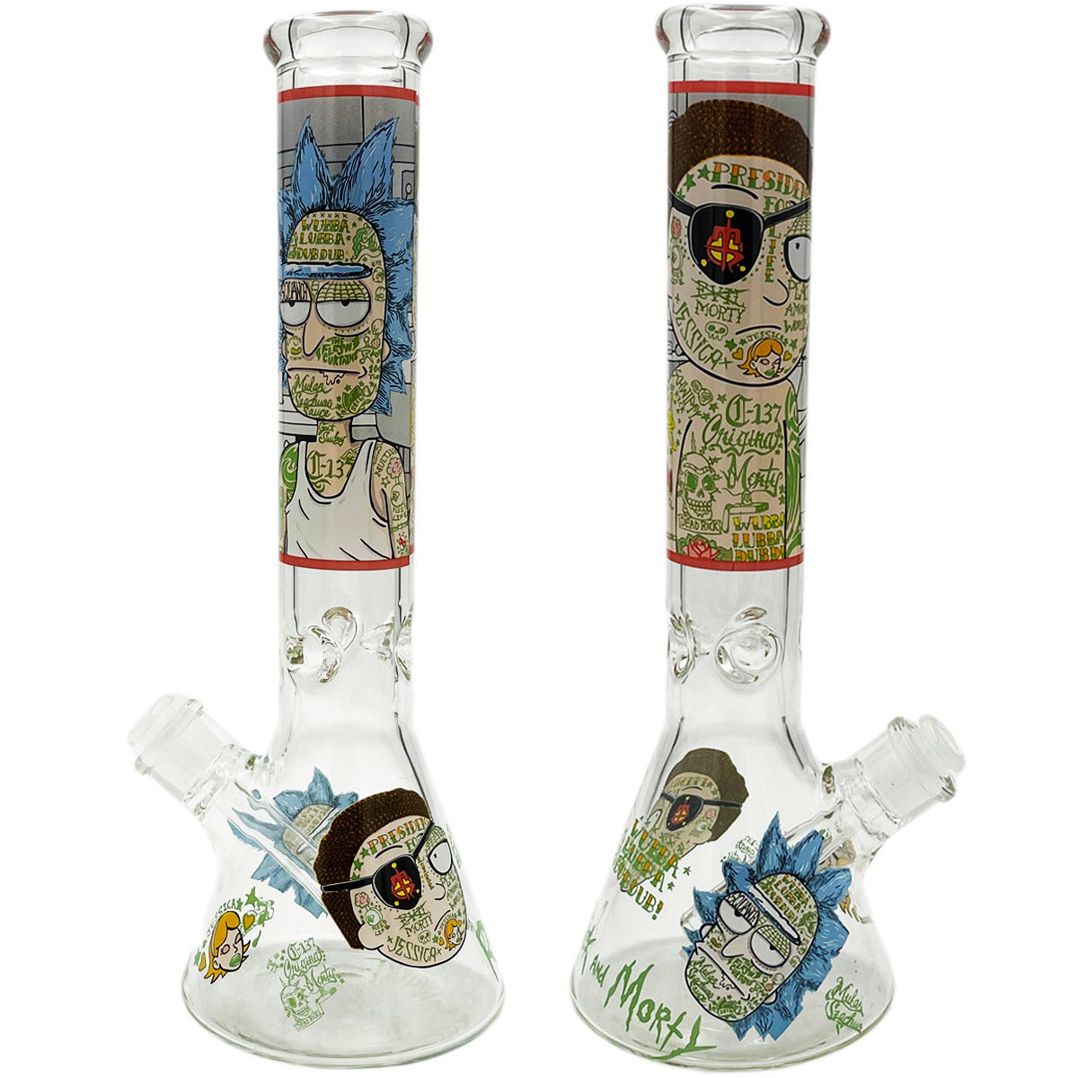 14" 7mm Beaker w/ Tattooed Crazy Guys Design [WP-G-209]