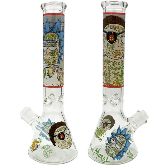 14" 7mm Beaker w/ Tattooed Crazy Guys Design [WP-G-209]