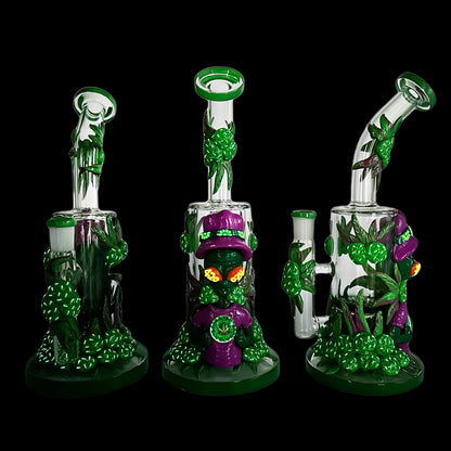 10" Straight Tube w/  Glow-in-the-Dark Alien, Honey Comb Perc & Extras [WP-G-268]