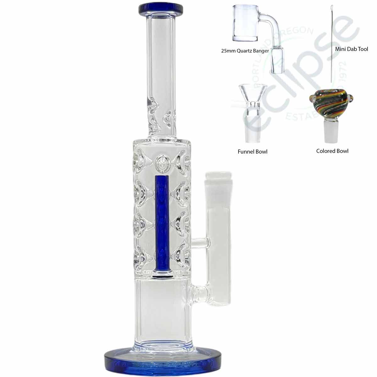 12.5" Straight Tube w/ 3D Design & Inline Perc - Royal Blue [WP-G-287]