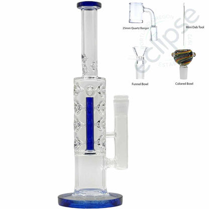 12.5" Straight Tube w/ 3D Design & Inline Perc - Royal Blue [WP-G-287]