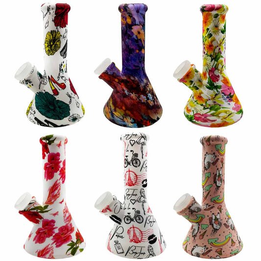 5.1” Silicone Beaker Water Pipe - New Prints! [WP-S-124B]