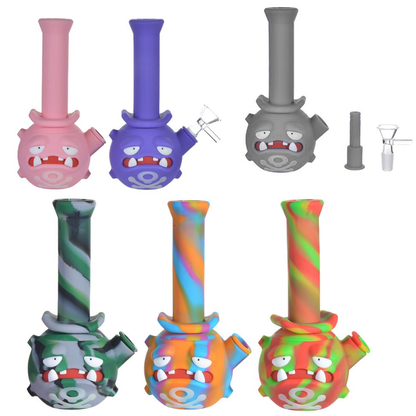 NEW 7.25" Silicone Toxic Gas Water Pipe w/ Glow-in-The-Dark Crossbones - Assorted Colors [WP-S-205]