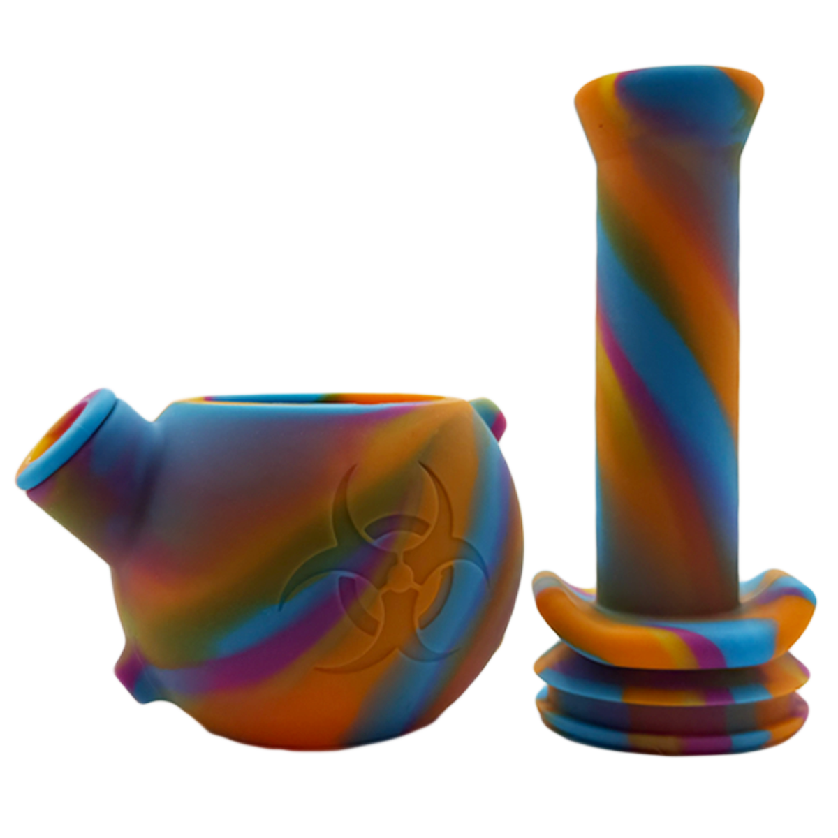 NEW 7.25" Silicone Toxic Gas Water Pipe w/ Glow-in-The-Dark Crossbones - Assorted Colors [WP-S-205]