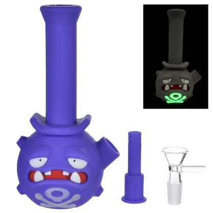 NEW 7.25" Silicone Toxic Gas Water Pipe w/ Glow-in-The-Dark Crossbones - Assorted Colors [WP-S-205]