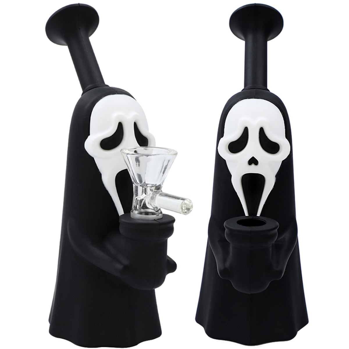 6.5” Wazzzup Dude Silicone Water Pipe -Black & White - BACK IN STOCK! [WP-S-183]
