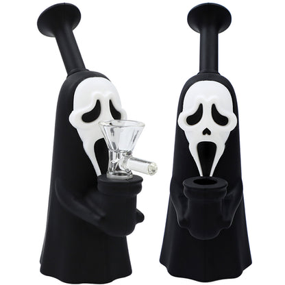 6.5” Wazzzup Dude Silicone Water Pipe -Black & White - BACK IN STOCK! [WP-S-183]