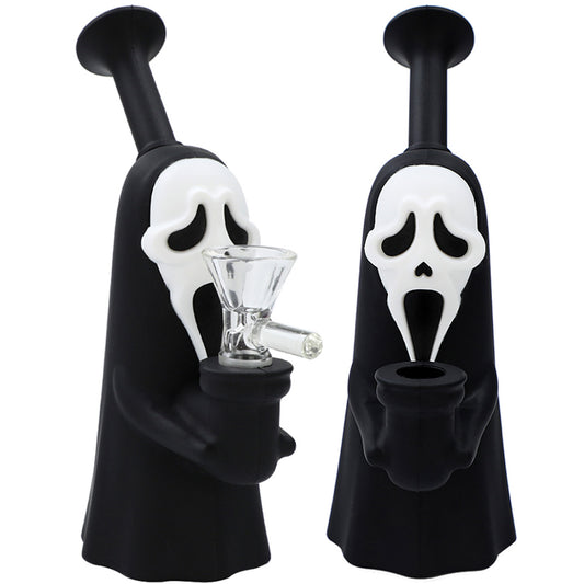 6.5” Wazzzup Dude Silicone Water Pipe -Black & White - BACK IN STOCK! [WP-S-183]