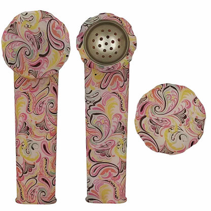 3.5" Silicone Hand Pipe w/ Metal Bowl, Lid & Carb in - Choose From Over 40 Prints! [HP-S-36]