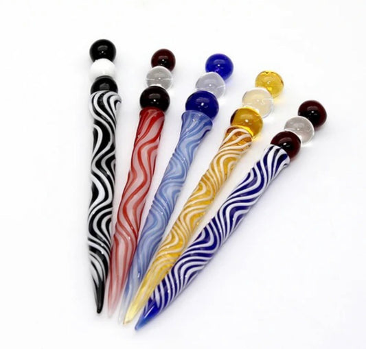 4.75" Glass Dab Tool w/ Swirls [DAB-G-10]