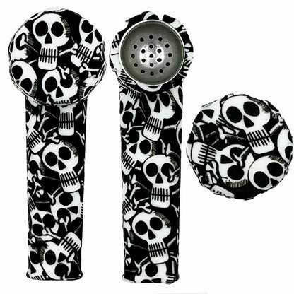 3.5" Silicone Hand Pipe w/ Metal Bowl, Lid & Carb in - Choose From Over 40 Prints! [HP-S-36]