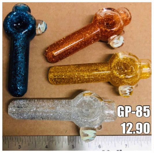4" Glass Freezable Glitter-Infused Hand Pipe - Assorted Colors [HP-G-85]