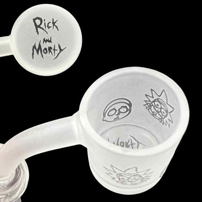 25mm Flat Top Quartz Banger w/ Sandblasted Crazy Guys Design - 14M 45° or 90° [QB-GUYS-2]