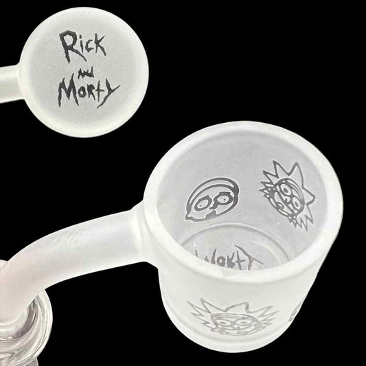 25mm Flat Top Quartz Banger w/ Sandblasted Crazy Guys Design - 14M 45° or 90° [QB-GUYS-2]