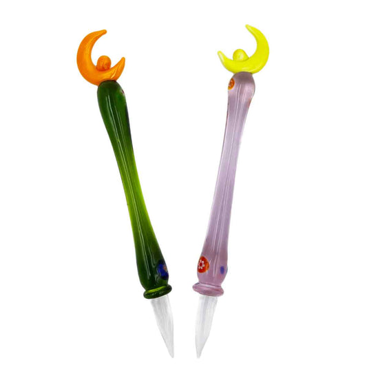 6” Glass Dab Tool w/ Moon - Style 2 [DAB-G-30]