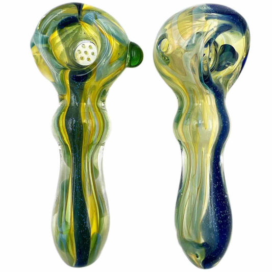 3.8" - 4" Glass Hand Pipe w/ Dichro Accents [HP-G-175B]