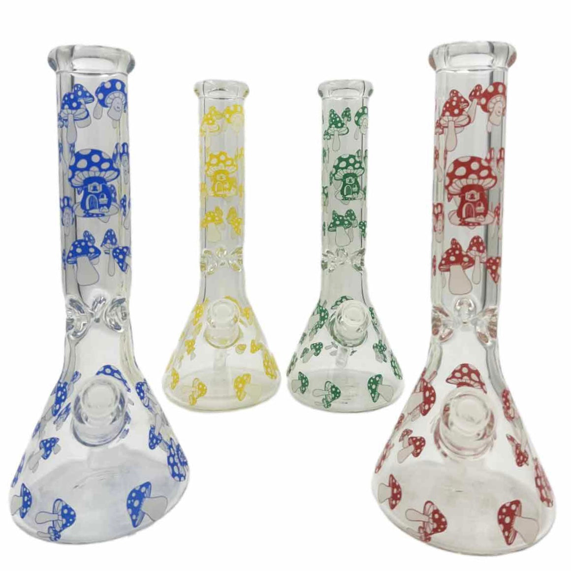 14" 9mm Beaker w/ Glow-in-the-Dark Mushrooms - Assorted Colors [WP-G-204]