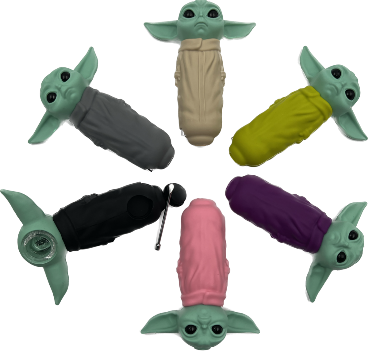 4.5" Alien Baby Hand Pipe w/ Glass Bowl & Dab Tool - Assorted Colors [HP-S-180A]