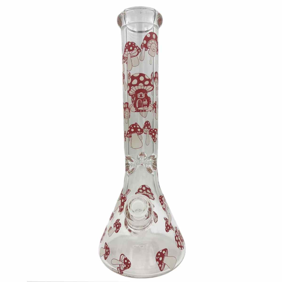 14" 9mm Beaker w/ Glow-in-the-Dark Mushrooms - Assorted Colors [WP-G-204]