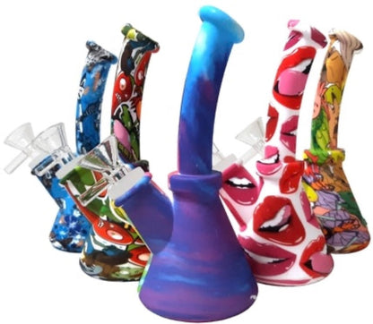 6.5" Silicone Beaker Water Pipe - New Prints! [WP-S-45B]