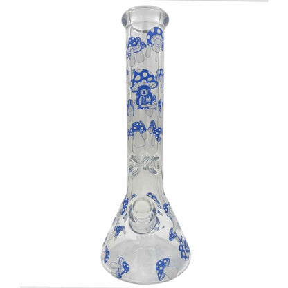 14" 9mm Beaker w/ Glow-in-the-Dark Mushrooms - Assorted Colors [WP-G-204]