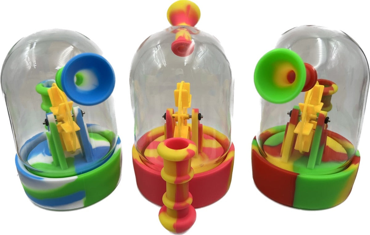 5.25” Hybrid Water Pipe w/ Glass Top & Spinning Wheel - Assorted Colors [WP-H-159]