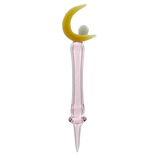 6” Glass Dab Tool w/ Moon - Style 1 [DAB-G-29]