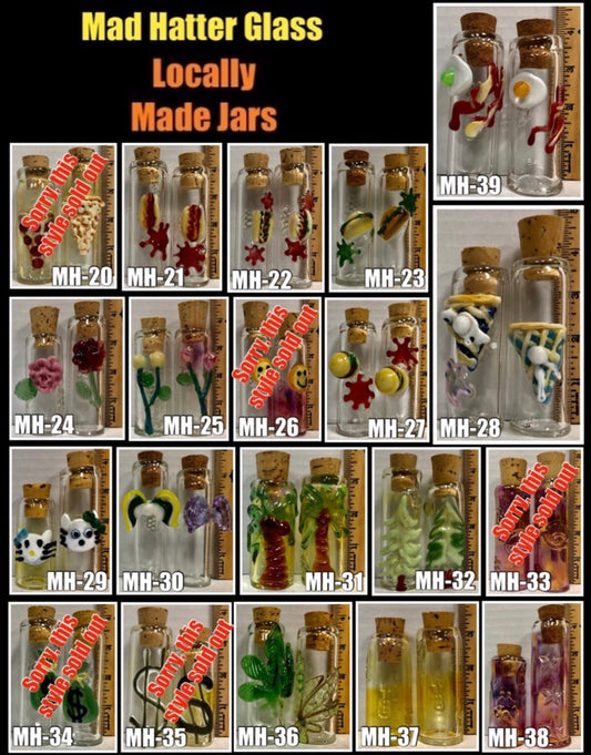 3"-5” Mad Hatter Locally Blown Glass Jars - Made In The USA! [C-G-MH-JAR]